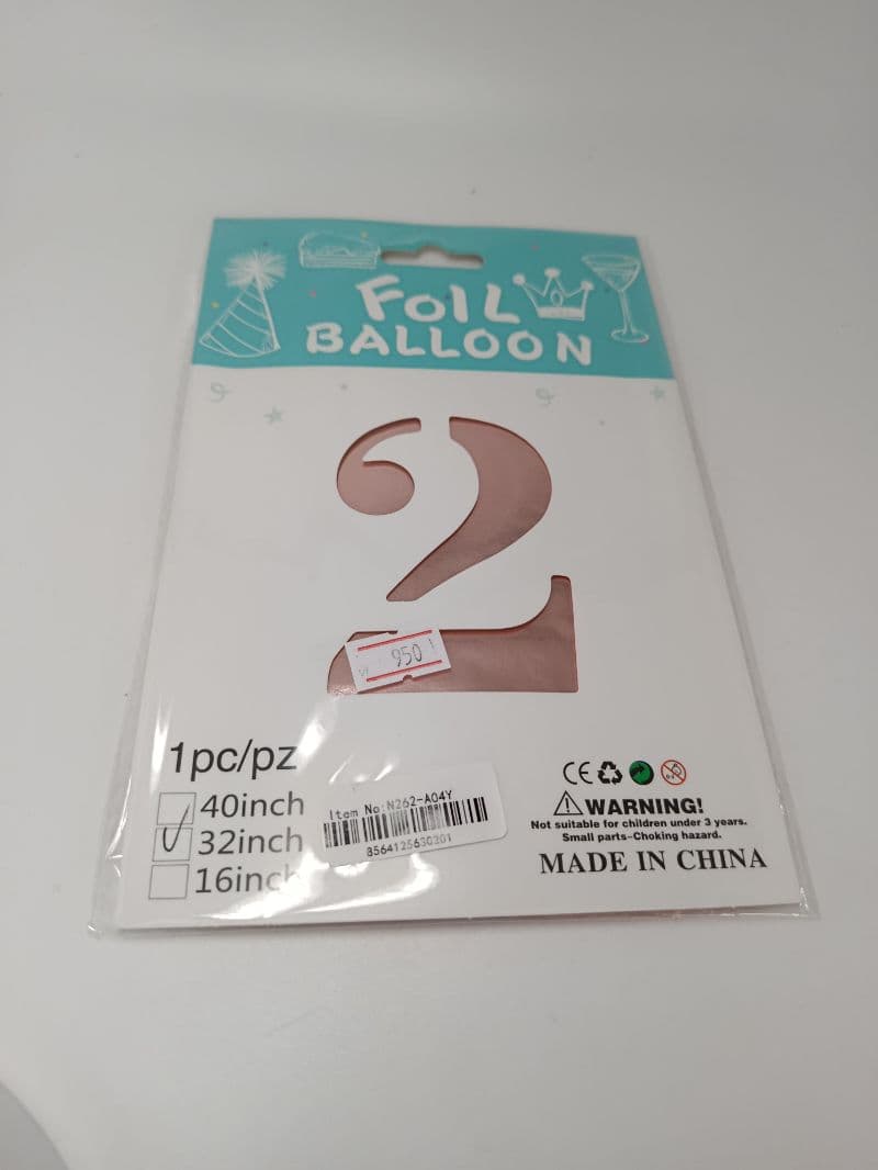 Globo metálico número 3 oro rosa de 32 pulgadas
