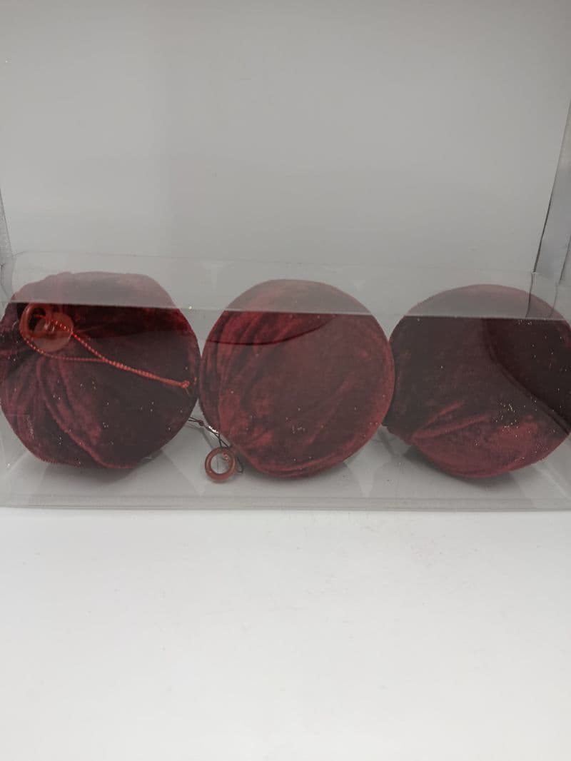 Esferas navideñas rojas de 10 cm, paquete de 3