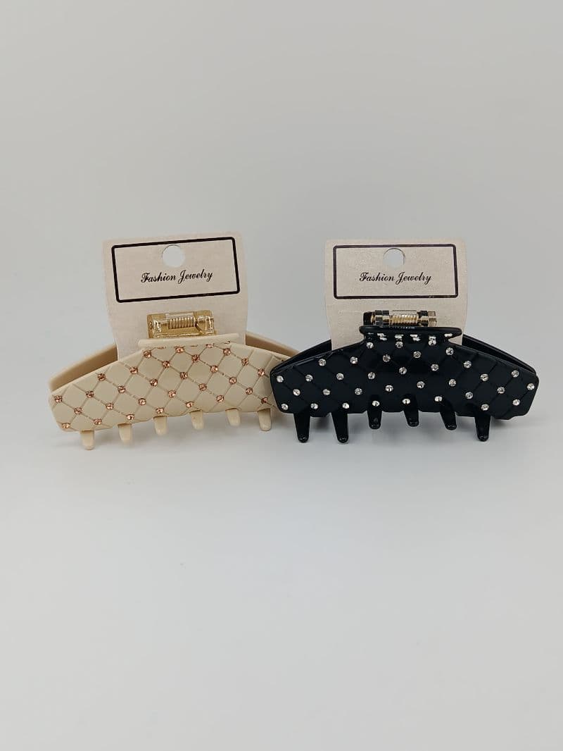 Prendedor de cabello tipo piraña decorado con piedras