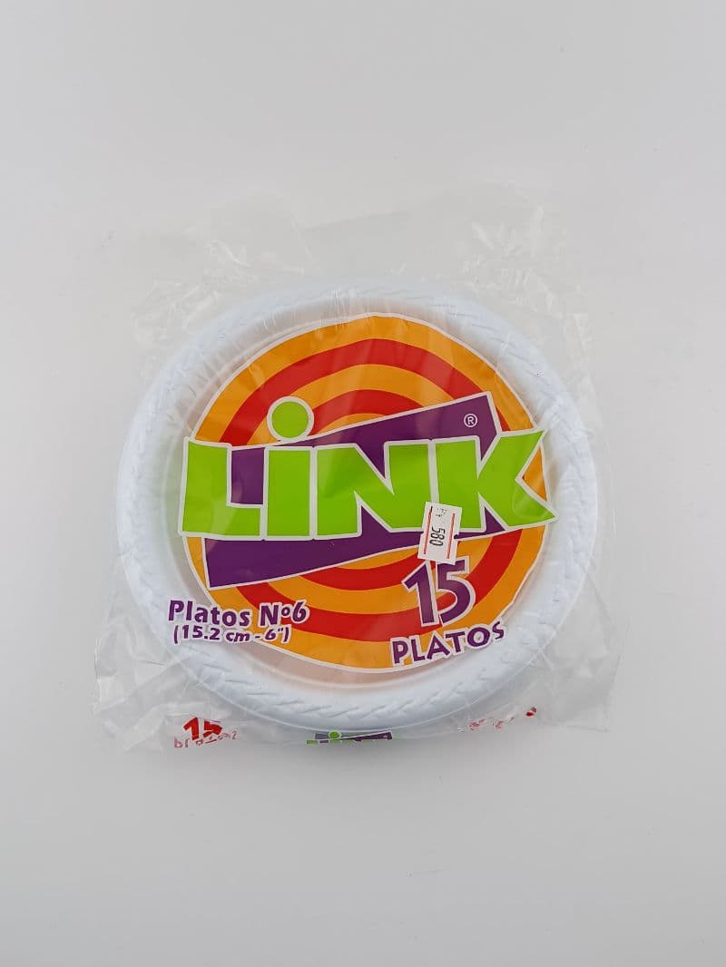 Link platos plásticos N°6, paquete de 15 unidades (15.2 cm)