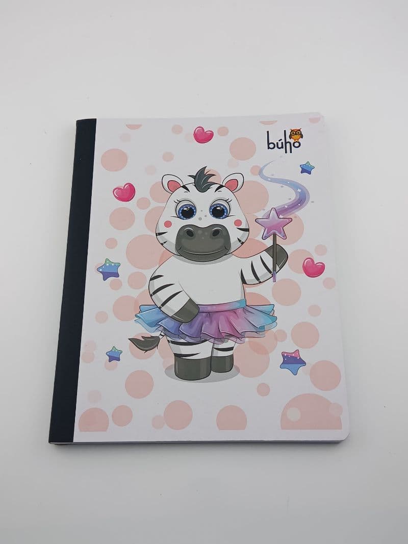 Cuaderno Búho cosido 100 hojas, diseño cebrita mágica