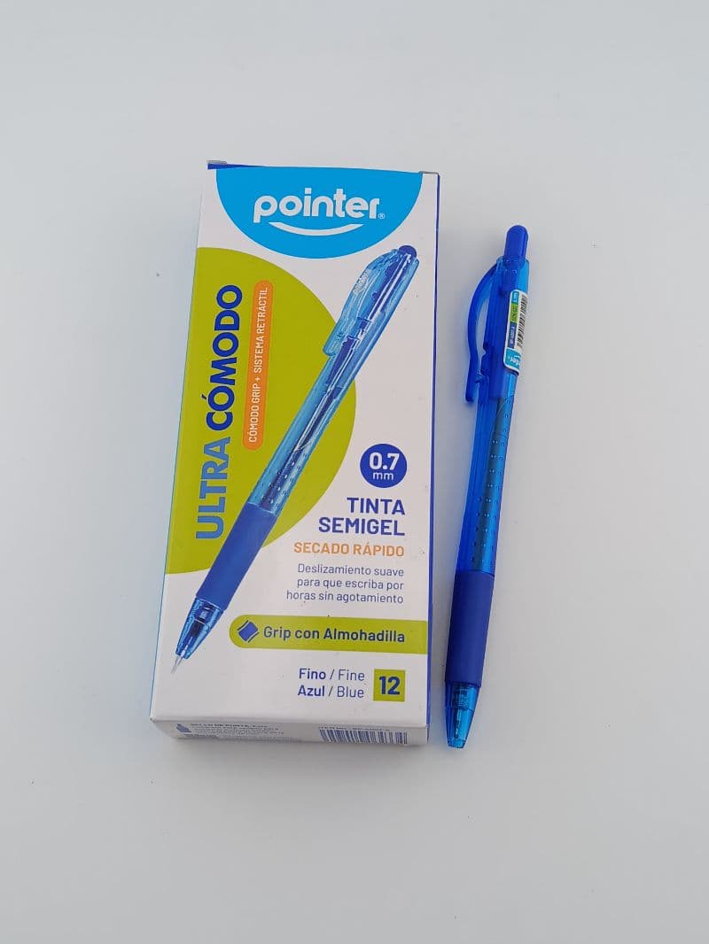 Bolígrafo Pointer retráctil azul 0.7 mm, tinta semigel