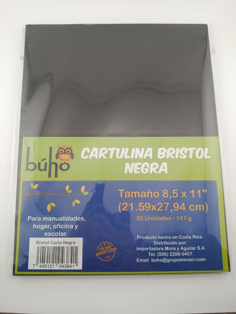 Cartulina Bristol Negra Búho tamaño carta, paquete de 50 hojas
