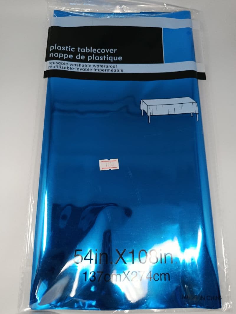 Mantel Plástico Azul Foil 137 x 274 cm