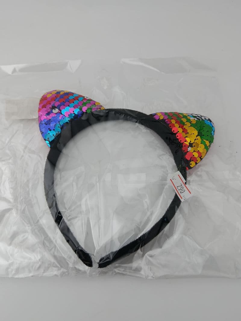 Diadema de gato con lentejuelas multicolor