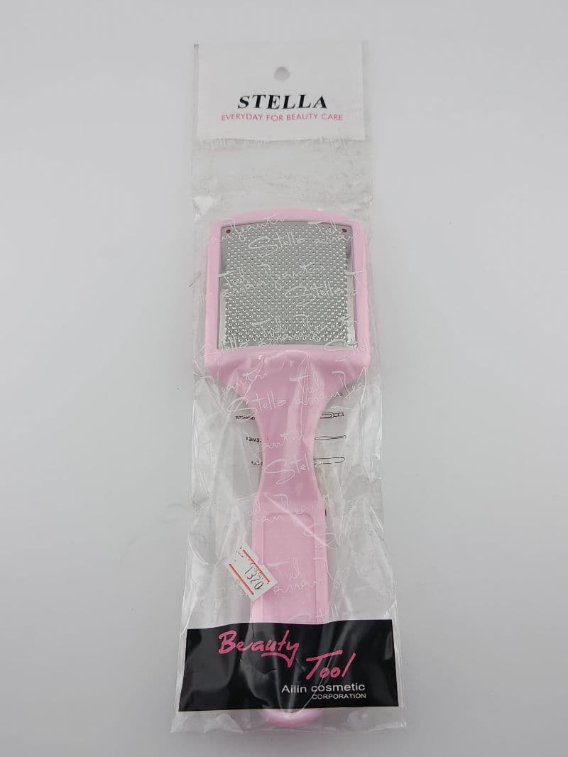 Lima para pies metálica con mango rosado Stella 21 cm