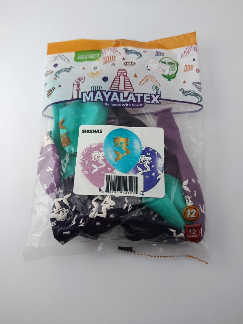 Globos de Sirena con Aroma Mayalatex Paquete de 12 Unidades