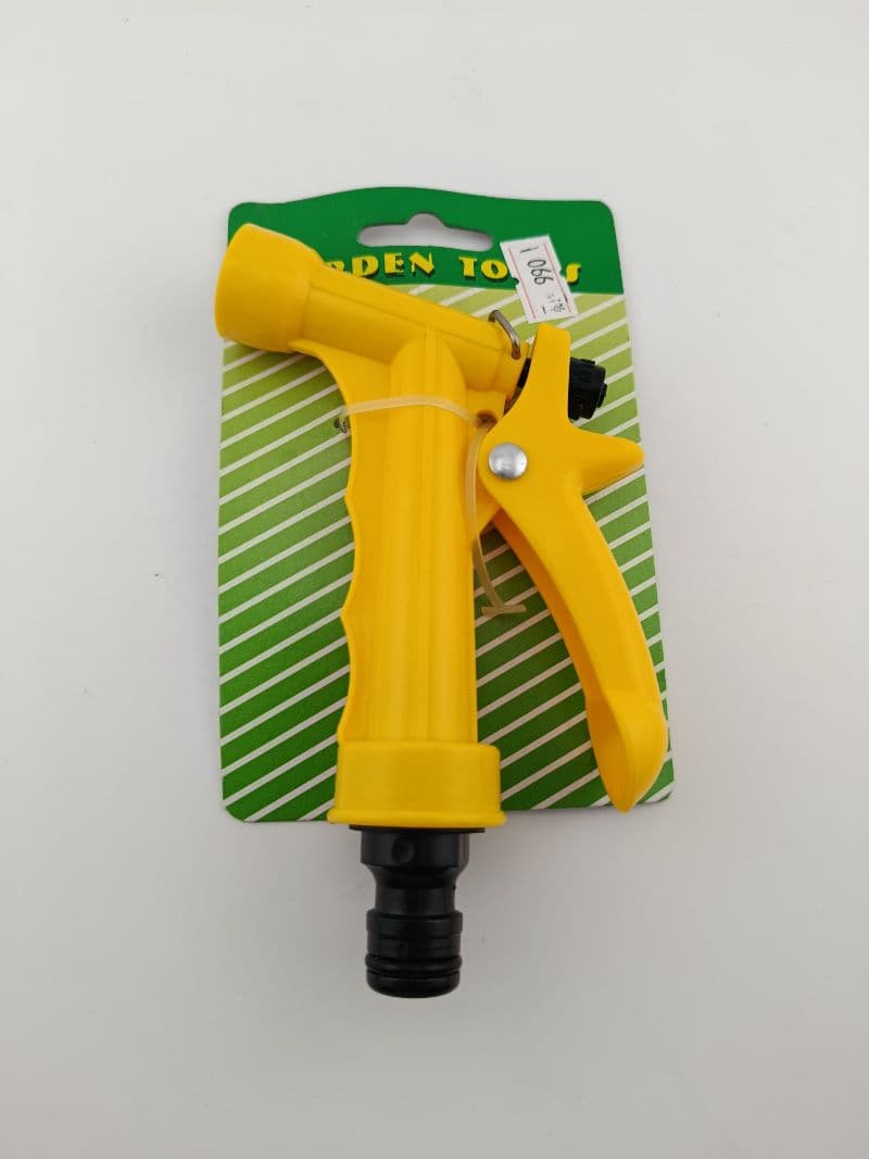 Pistola para manguera de jardín amarilla con gatillo