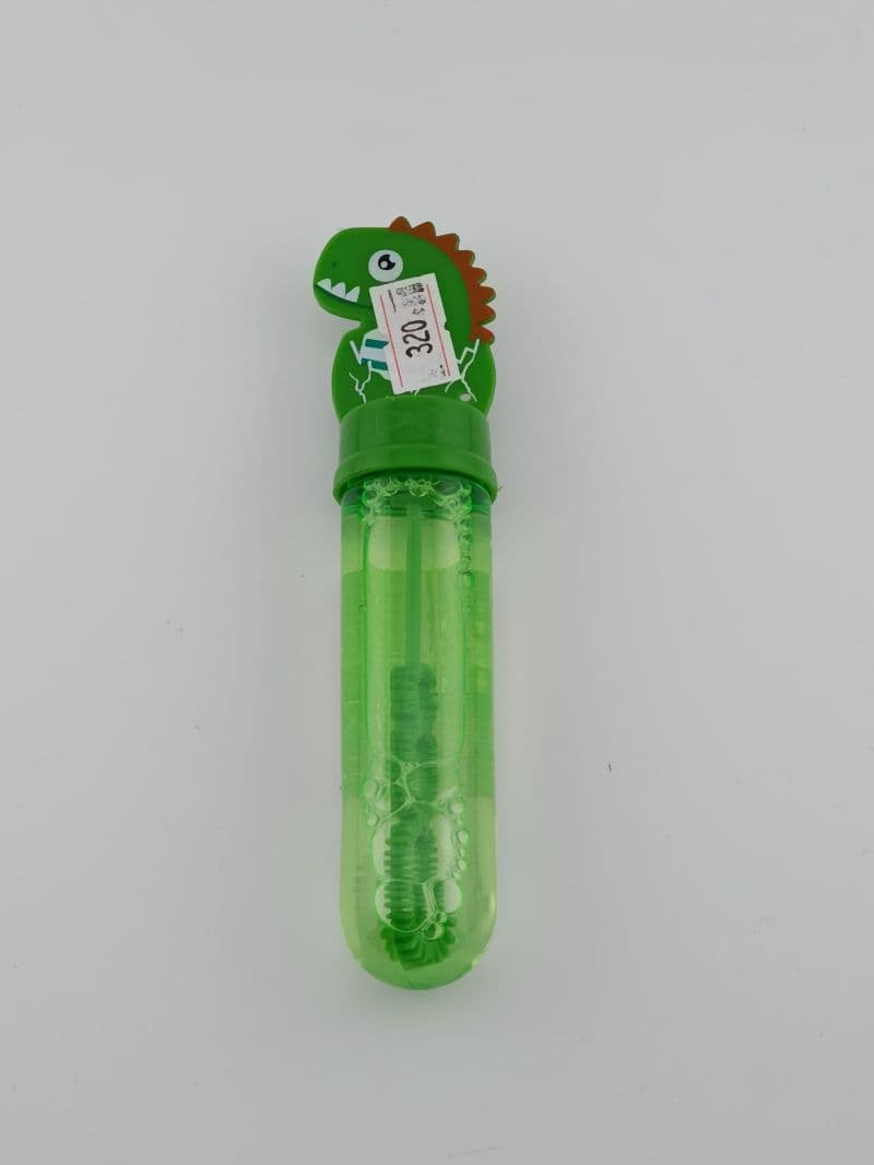 Botella de burbujas con tapa de dinosaurio