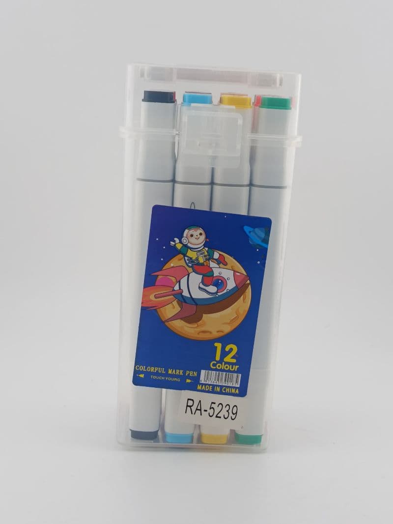 Marcadores doble punta x12 en estuche plástico