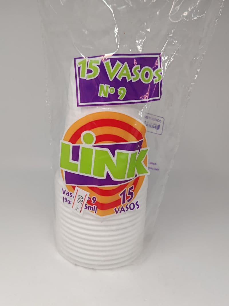 Vasos Desechables Link Nº 9 - Paquete de 15 Unidades