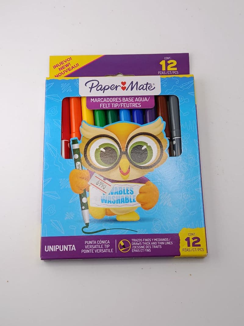 Marcadores Base Agua Paper Mate Lavables de 12 Piezas