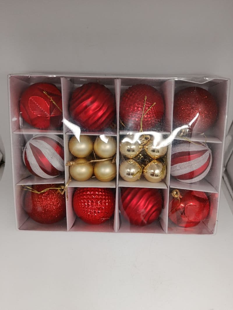 Juego de bolas de Navidad rojas y doradas de 3 y 6 cm