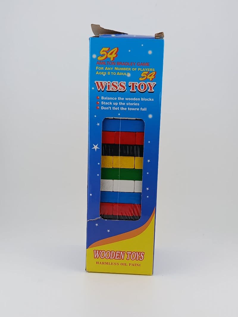 Juego de bloques de madera tipo Jenga, colores, 54 piezas, 6.6 x 6.6 x 23 cm