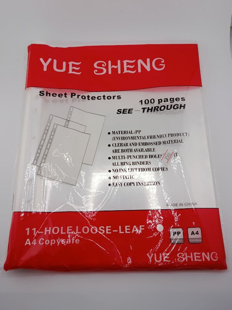 Protectores de hojas A4 transparentes, paquete de 100