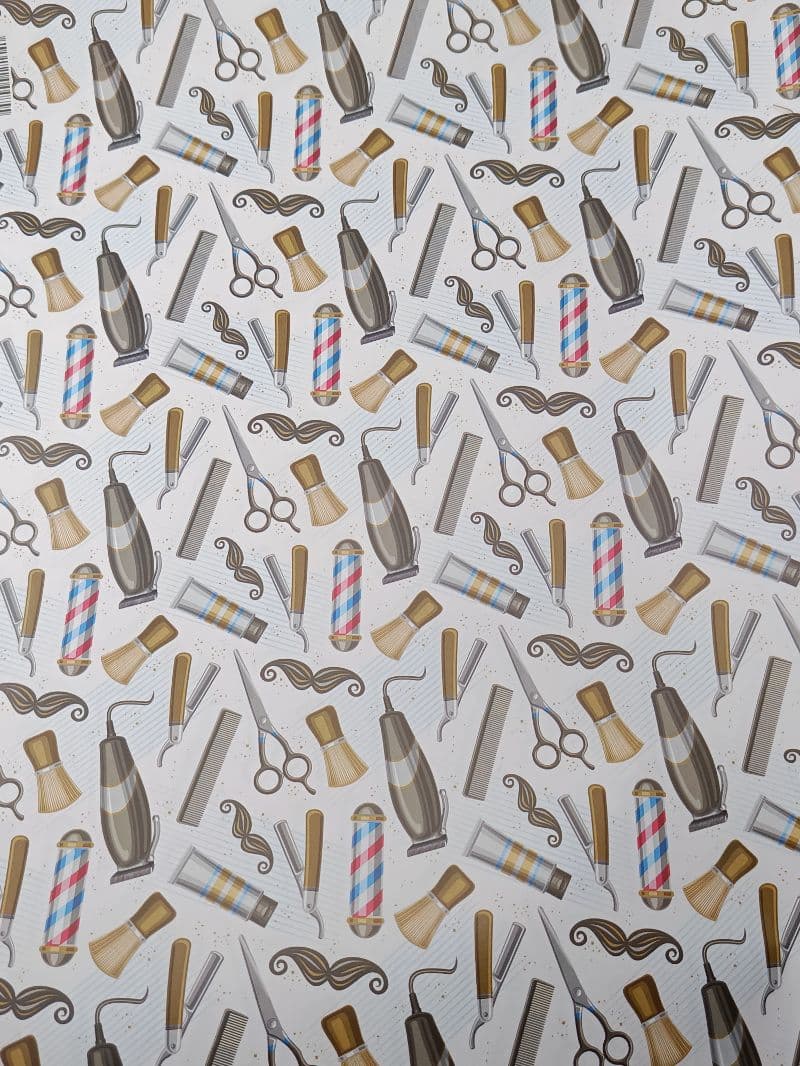 Papel de Regalo con Diseño de Barbería para Hombre, Paquete de 25 Unidades