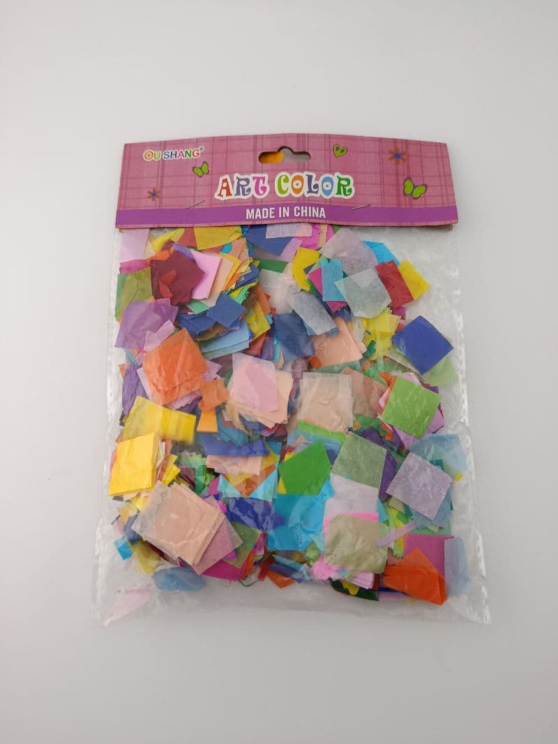 Confeti de Papel Crepé en Formas de Estrella y Cuadros