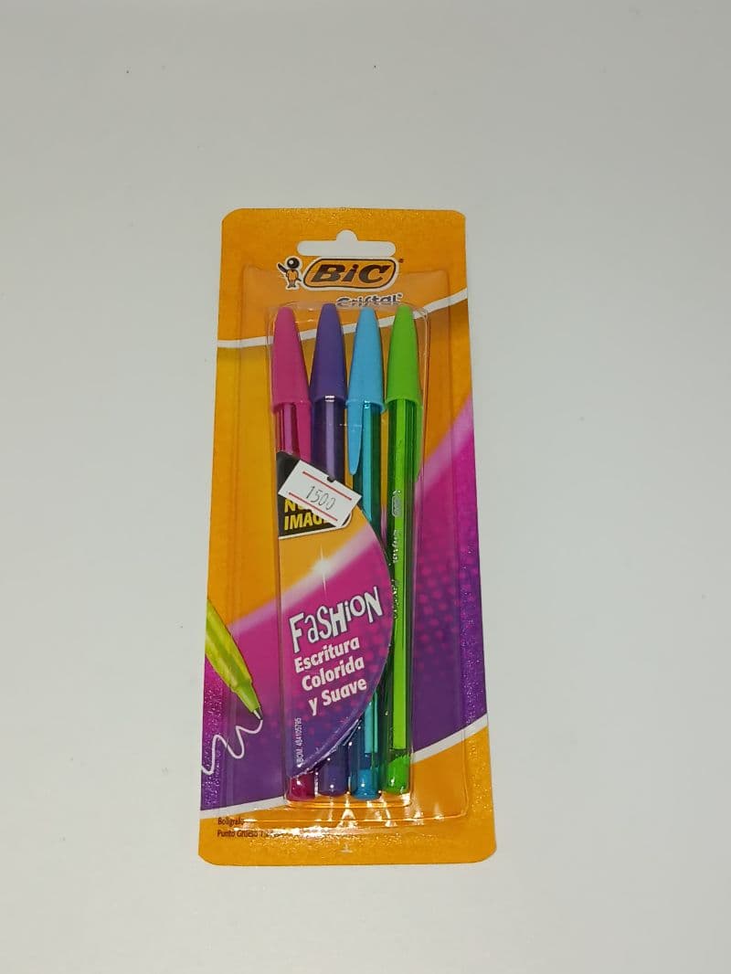 Bolígrafos BIC Cristal Fashion Ultrafino 0.7 mm Paquete de 4 Unidades
