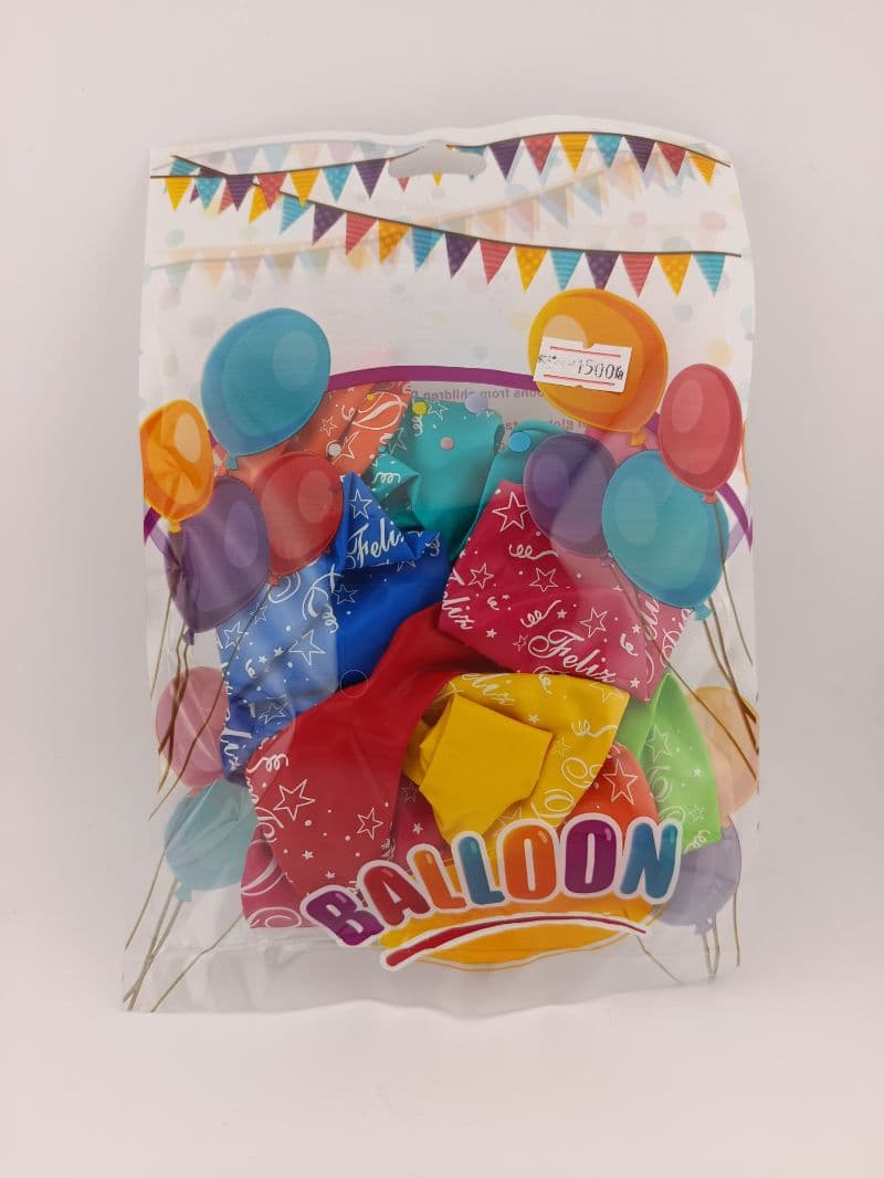 Globos de látex impresos "Feliz Día" colores surtidos paquete