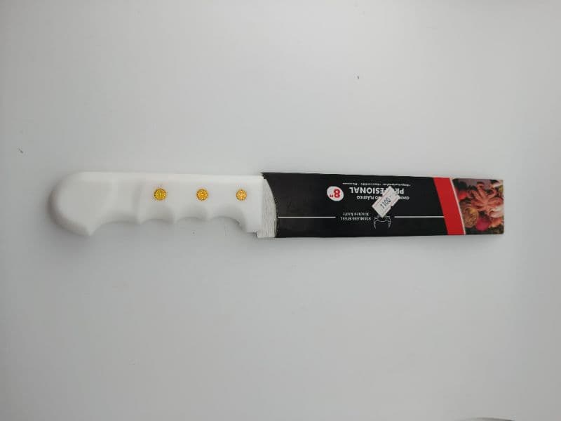 Cuchillo de Cocina de 8 Pulgadas con Mango Plástico Blanco