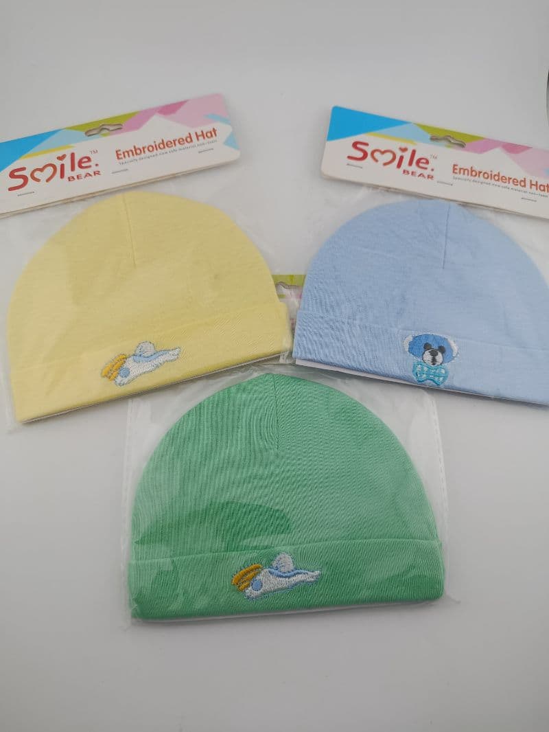 Gorro bordado para bebé Smile Bear, colores surtidos