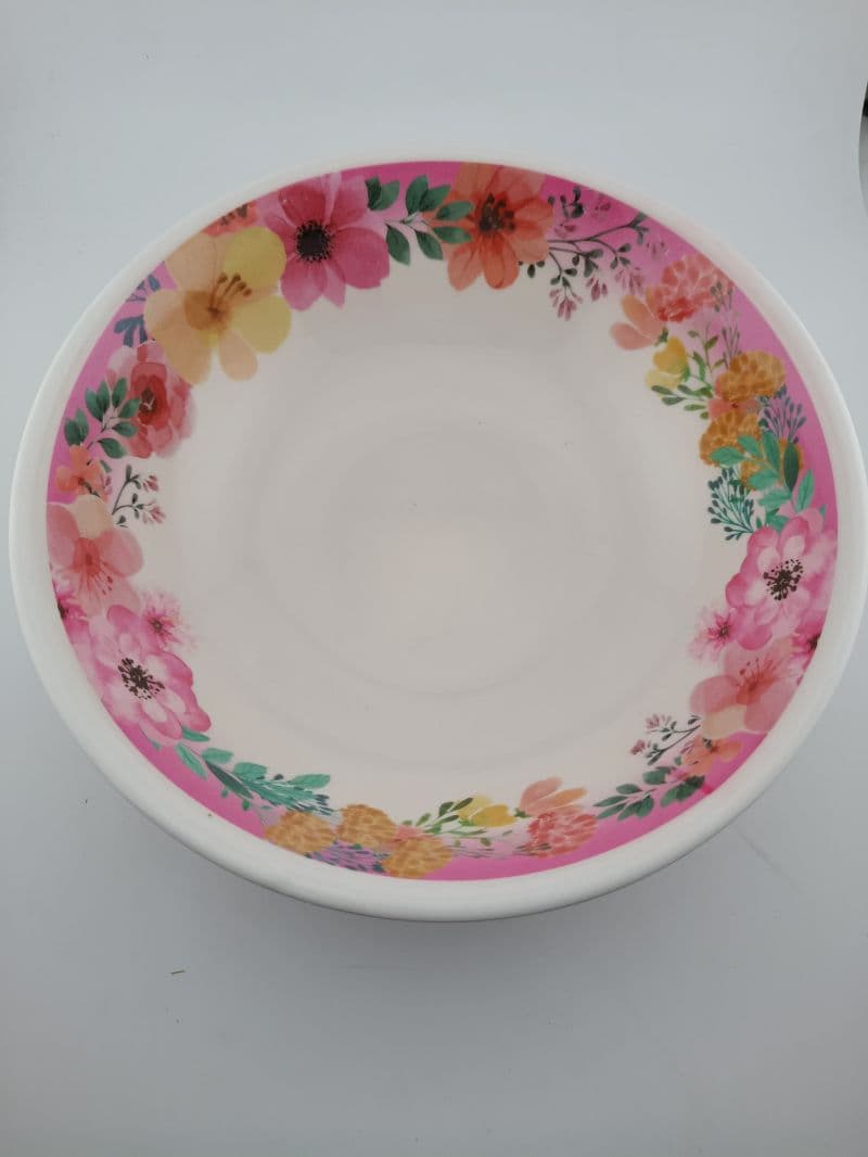 Ensaladera de melamina 9 pulgadas con diseño floral