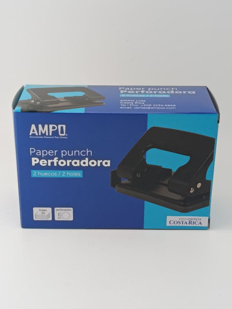 Perforadora Ampo de 2 Huecos para 25 Hojas con Regla