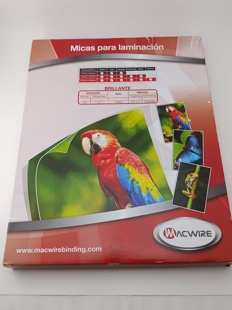 Micas para Laminación Macwire Tamaño Carta Brillante 125 Micras