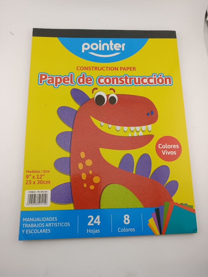 Papel de construcción Pointer — 24 hojas, 8 colores, 23×30 cm