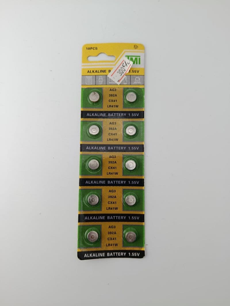 Baterías tipo Pastilla AG3 / LR41 de 1.55V (Paquete de 10 Unidades)