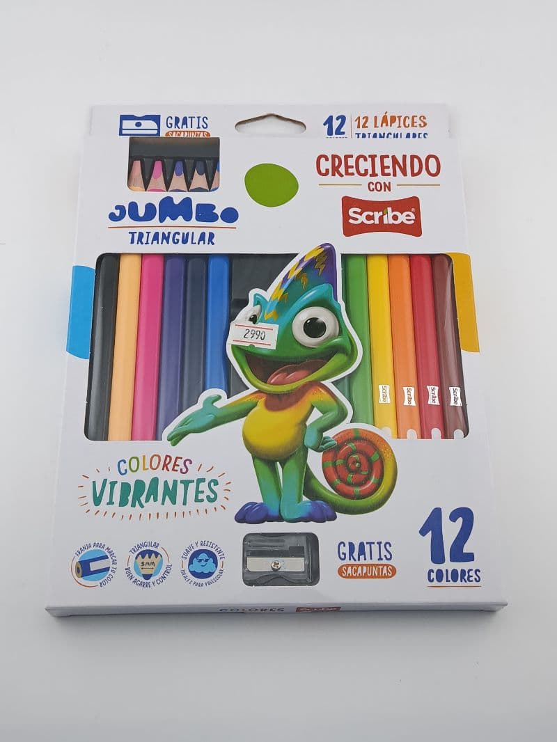 Lápices de color Scribe Jumbo Triangular largos, 12 colores