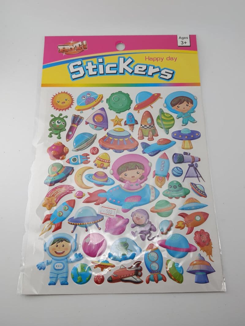 Stickers Inflados Grandes Escarchados con Diseño de Espacio