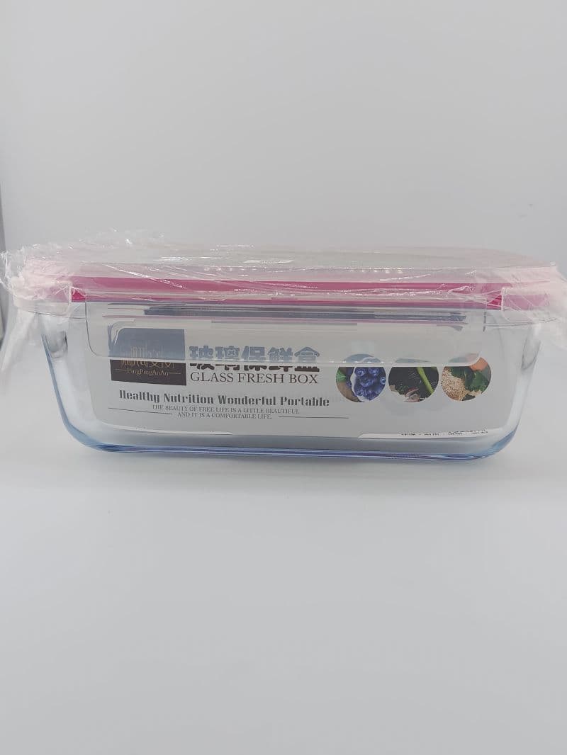 Recipiente de vidrio hermético para alimentos 1502 ml con tapa rosada