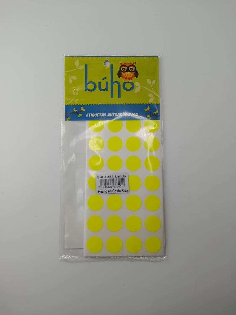 Etiquetas Autoadhesivas Circulares Búho Neón 8-A