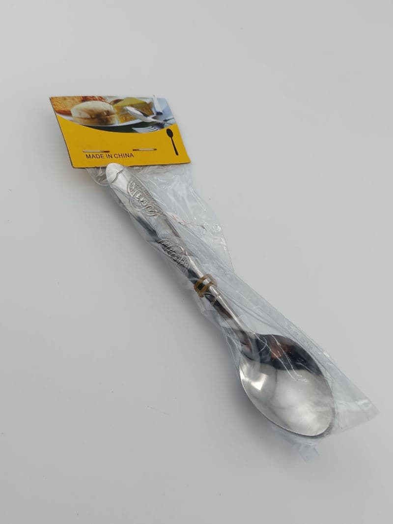 Cucharas pequeñas de metal con puño decorado — 12 unidades, 14 cm