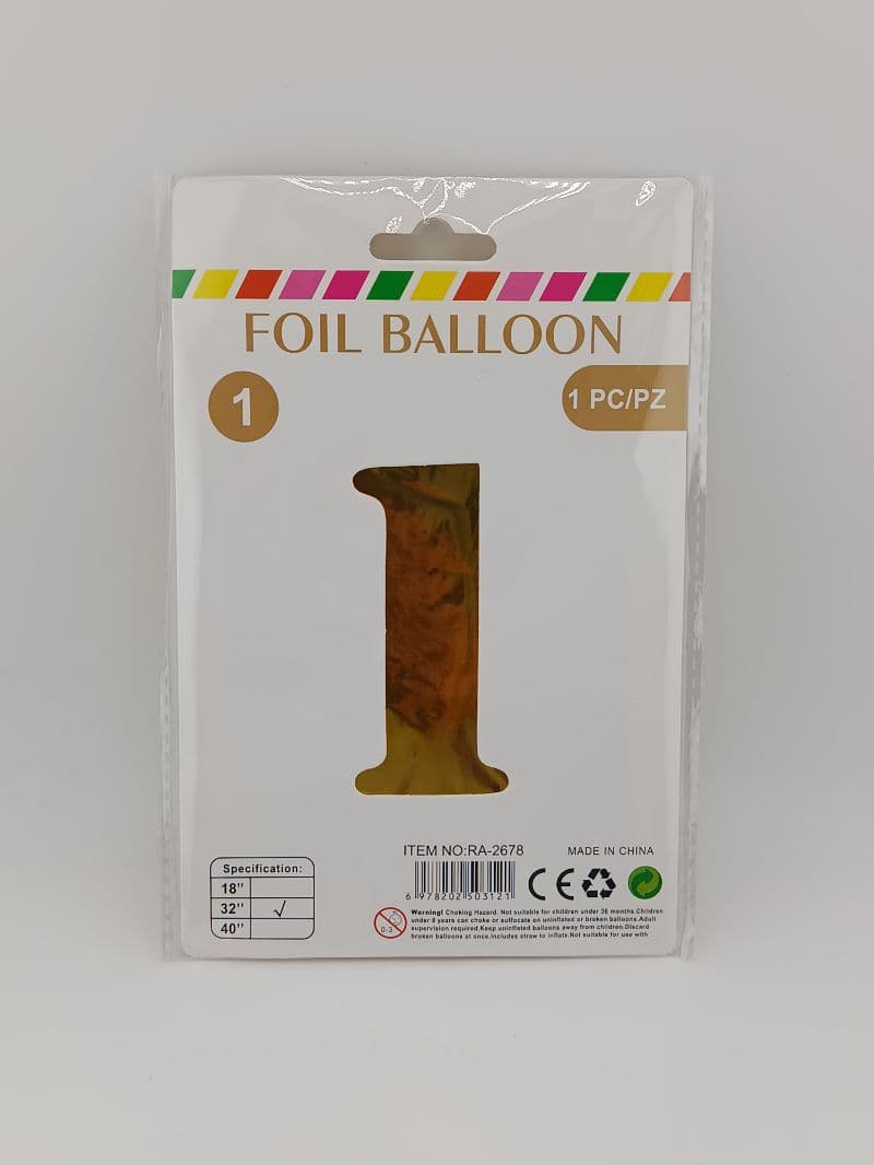 Globo foil número 1 dorado 32 pulgadas