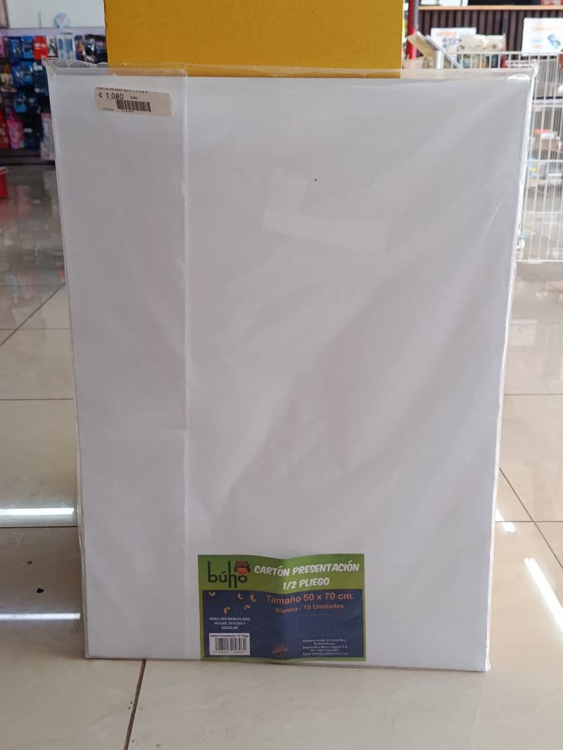 Cartón Presentación Búho 1/2 Pliego Blanco 50x70 cm — Paquete de 10