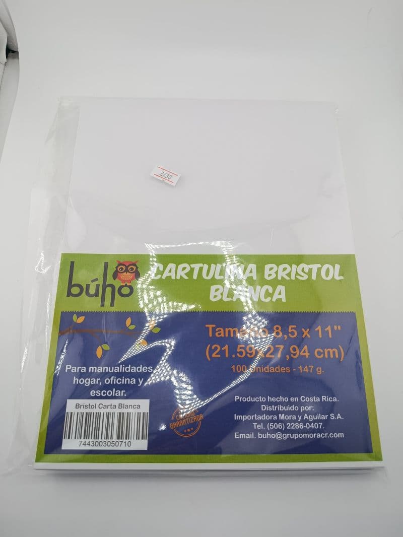 Cartulina Bristol blanca Búho, tamaño carta, paquete 100 unidades