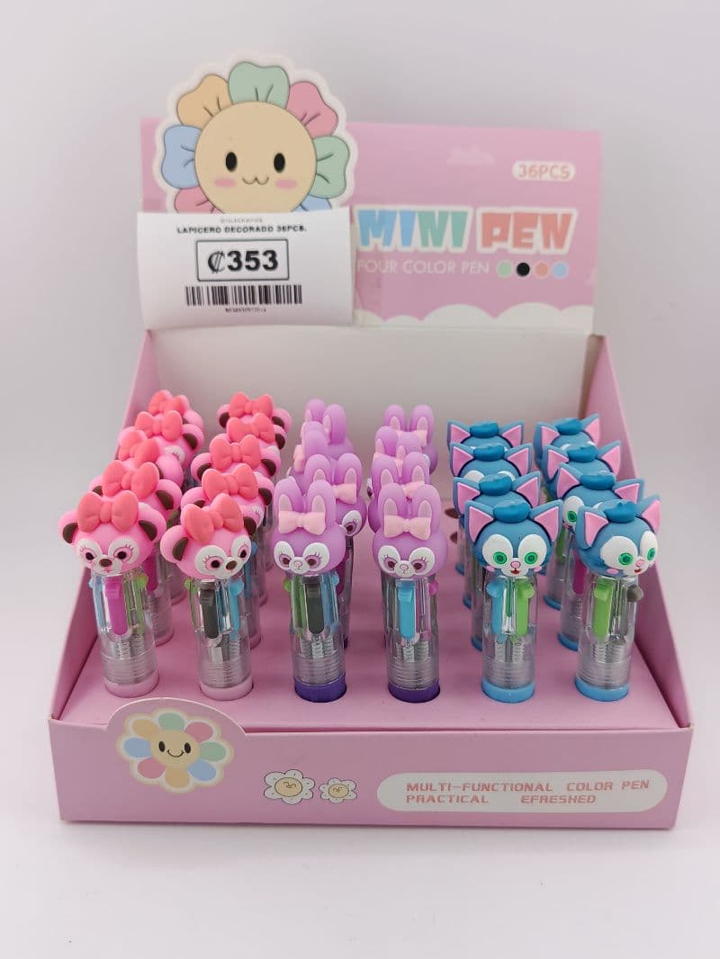 Lapicero multicolor decorado con figurita kawaii