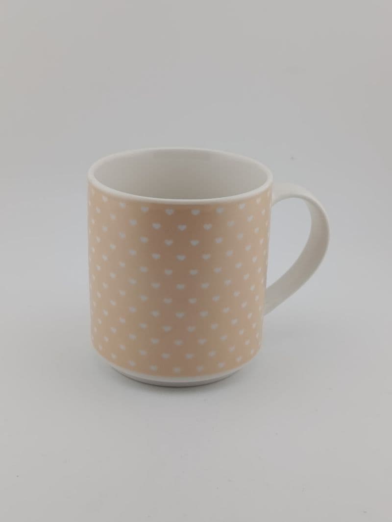 Taza de porcelana con estampado de corazones, 7,5 x 8,5 cm