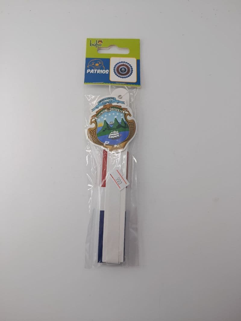 Abanico Tricolor de Costa Rica con Escudo (30 cm)