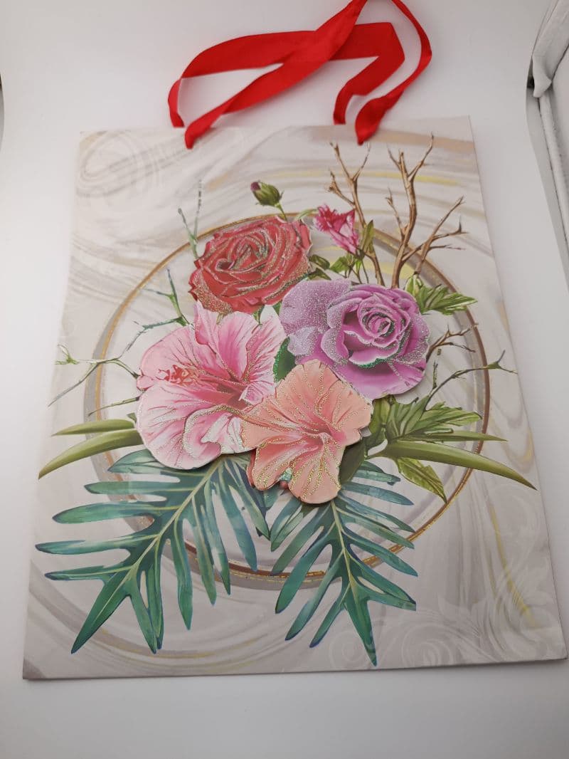 Bolsa de Regalo con Diseño de Flores (26 x 32 x 10 cm)