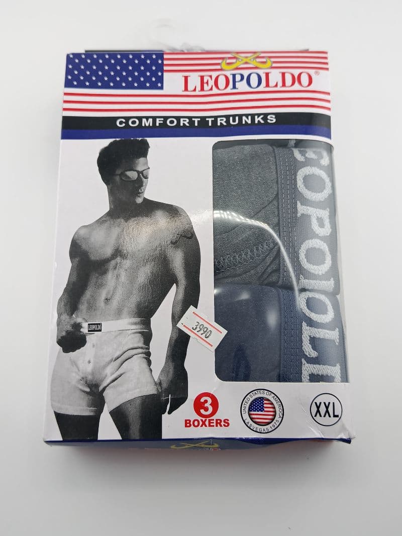 Boxers Leopoldo Comfort Trunks, caja de 3 unidades, 92% algodón, tallas M a XXL