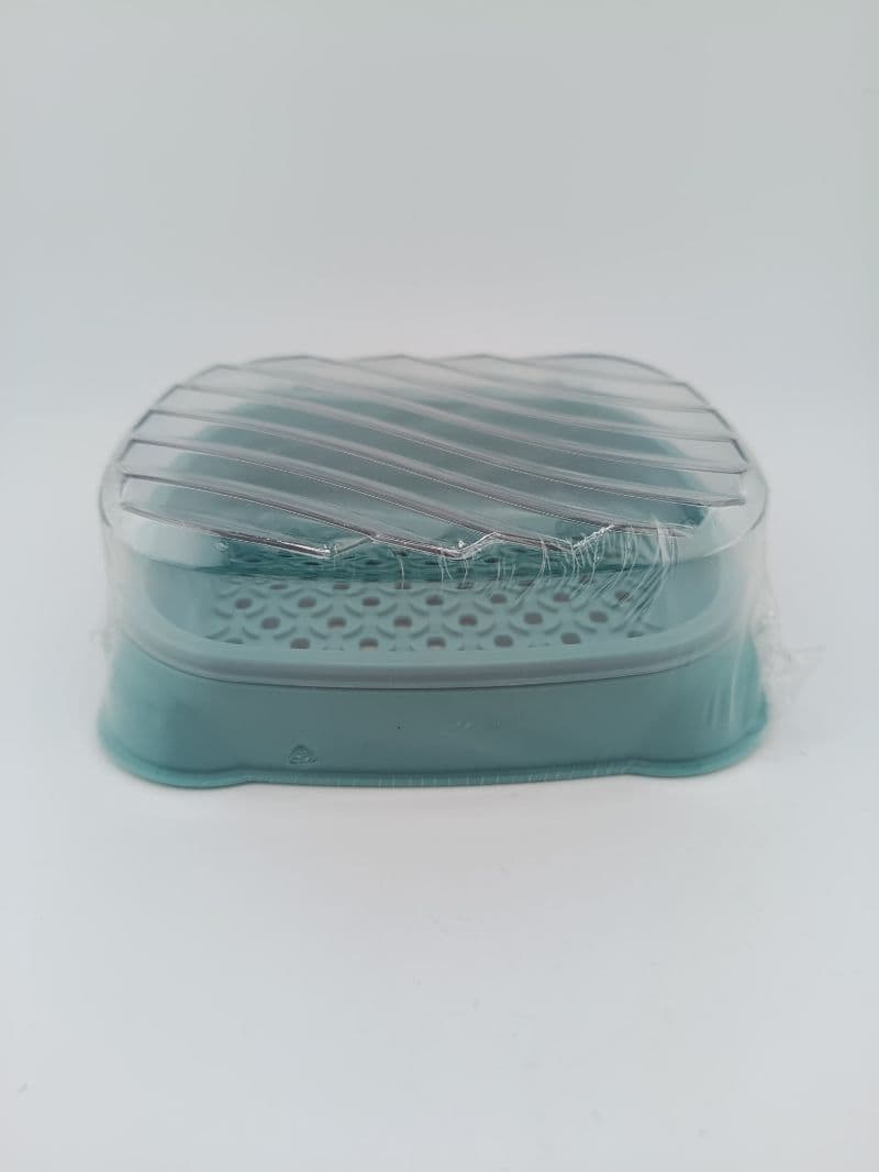 Jabonera plástica con tapa transparente