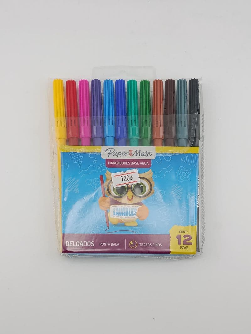 Marcadores lavables Paper Mate, 12 colores, punta bala