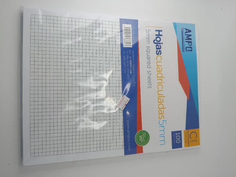 Hojas Cuadriculadas Ampo Tamaño Carta (5 mm, 100 Hojas)