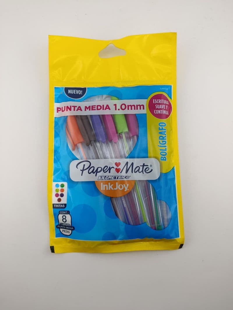 Bolígrafos Paper Mate InkJoy 100 colores surtidos punta media 1.0 mm — paquete de 8