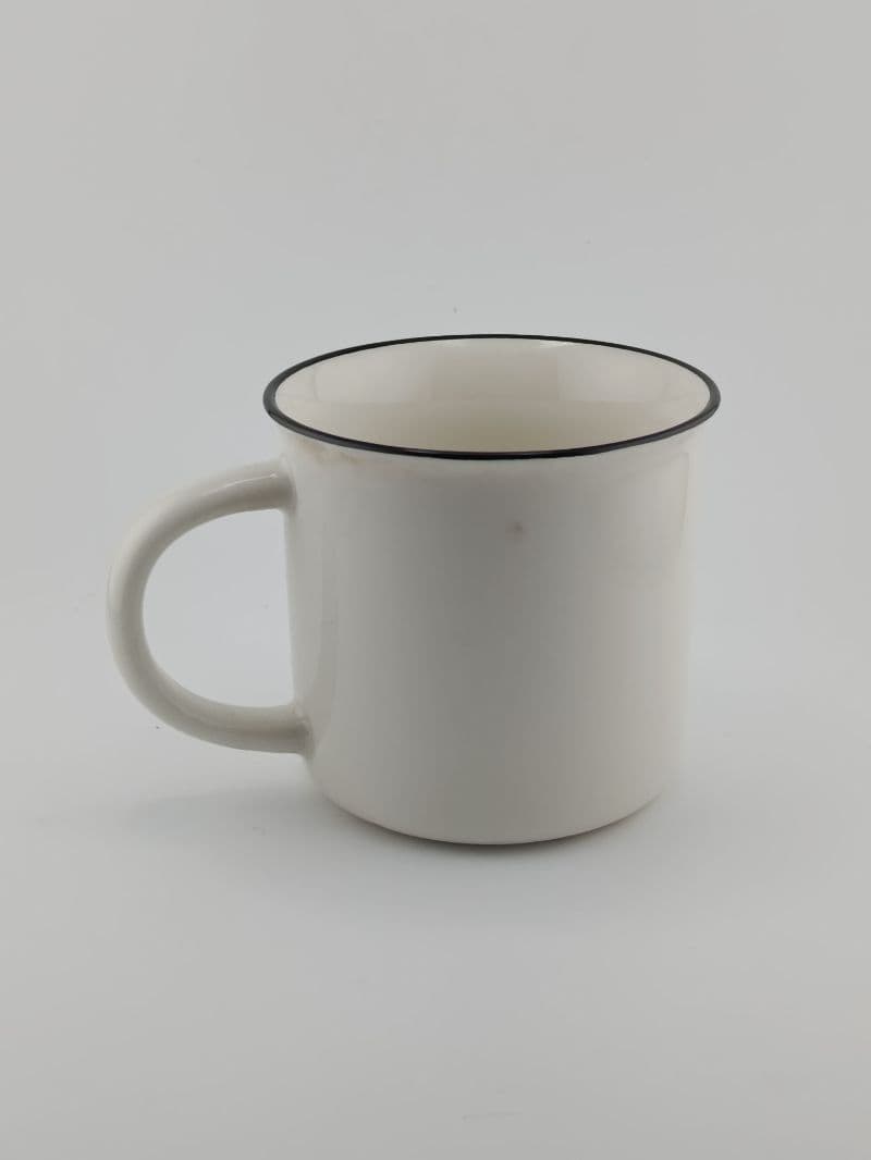 Jarrita de cerámica blanca con borde negro 9 cm