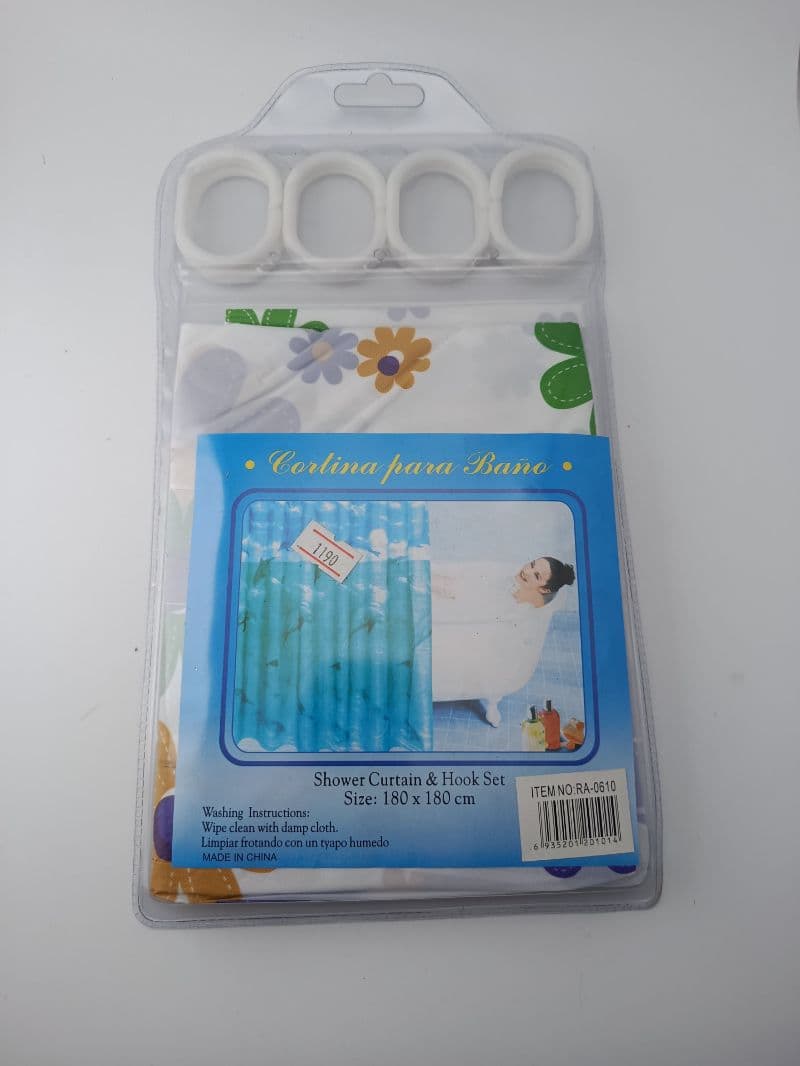Cortina para Baño con Ganchos de 180x180 cm