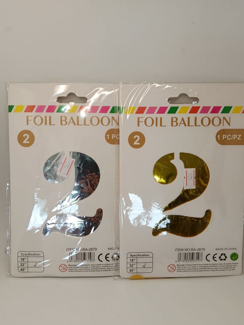 Globo Metalizado de Número 2 de 32 Pulgadas